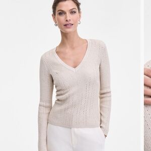 INC International Concepts Cream V-Neck Sweater